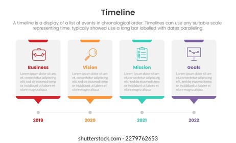 timeline set of point infographic with box table shape concept for slide presentation template banner