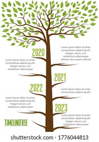 Timeline shaped tree with space for your text. Vector illustration of a tree with leaves