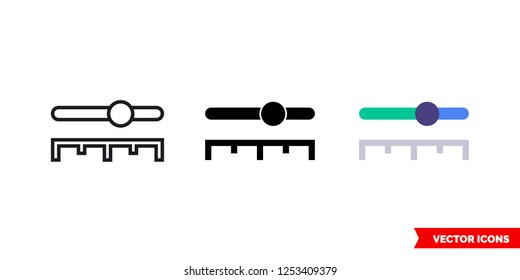 Timeline slider icon of 3 types: color, black and white, outline. Isolated vector sign symbol.