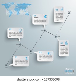 Timeline with speechbubbles on the grey background. Eps 10 vector file.