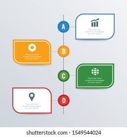 Timeline statistical infographic template design. Business concept infograph with 4 options, steps or processes. Vector visualization can be used for workflow layout, diagram, annual report, web