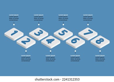 timeline step chart template for infographic for presentation for 8 element in blue
