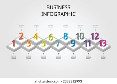 timeline step chart template for infographic for presentation for 13 element