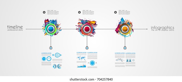 Timeline template with glossy effect step numbers and small icons,graphs, infographics element and more.