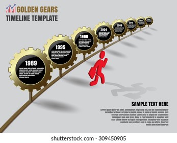 Timeline template with golden gears pointers