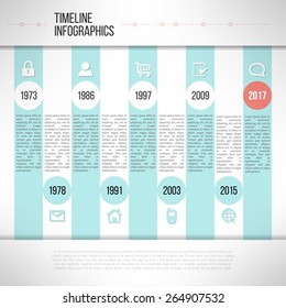 Timeline template infographic made in modern flat design suitable for business presentations, reports, statistic layout. Vector