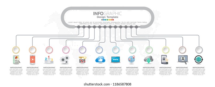 Timeline template with milestones in pastel colors.