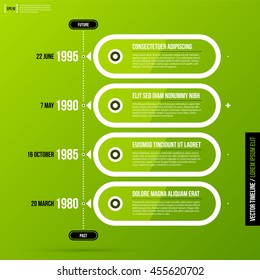 Timeline template on fresh green background. Useful for presentations and history infographics.