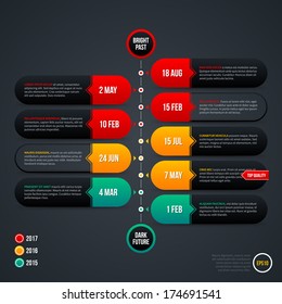 Timeline template on gray background.