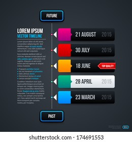 Timeline template on gray background.