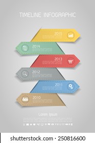Timeline template origami with icons set 
