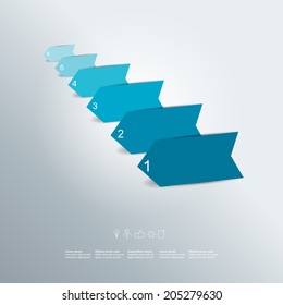 Timeline template. Text fields arrows. Vector background. 