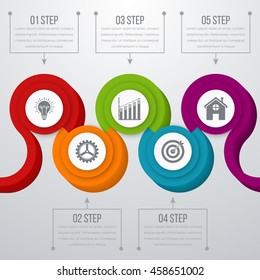 Timeline Vector 3d Infographic five options. Stock vector
