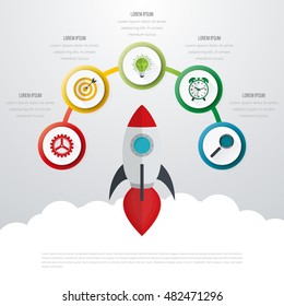 Timeline Vector 3d Infographic five options. Stock vector