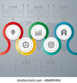 Timeline Vector 3d Infographic five options. Stock vector