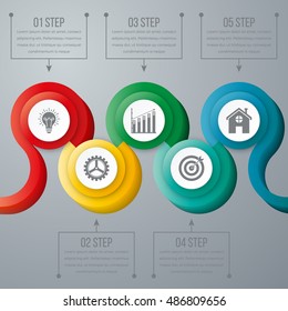 Timeline Vector 3d Infographic five options. Stock vector