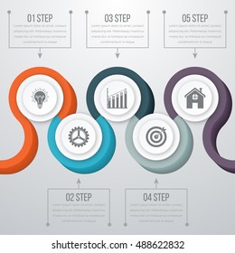 Timeline Vector 3d Infographic five options. Stock vector