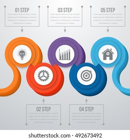 Timeline Vector 3d Infographic five options. Stock vector