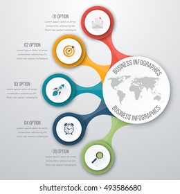 Timeline Vector 3d Infographic five options. Stock vector