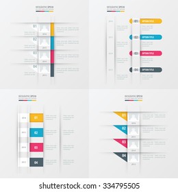 timeline vector design 4 item yellow, blue, pink color