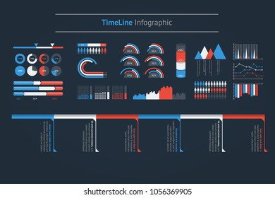 Timeline vector infographic. World map