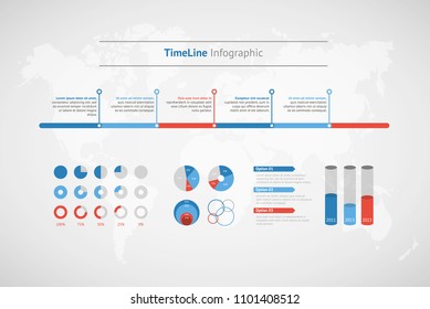 Timeline vector infographic. World map