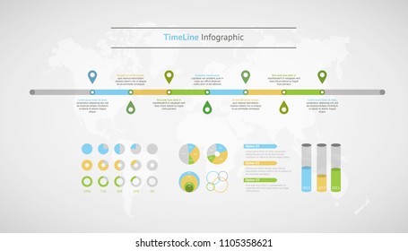 Timeline vector infographic. World map