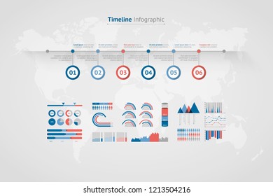 Timeline vector infographic. World map