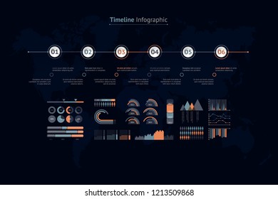 Timeline Vector Infographic World Map 260nw 1213509868 