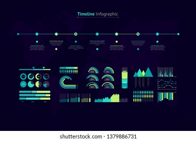 Timeline vector infographic. World map