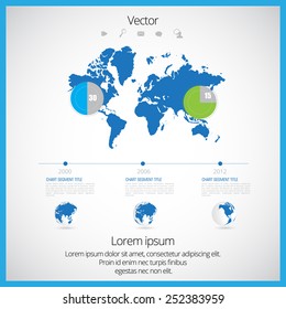 Timeline vector infographic. World map