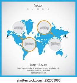 Timeline vector infographic. World map