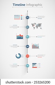 Timeline vector infographic. World map