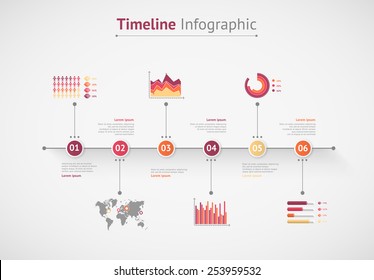 Timeline vector infographic. World map