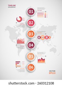Timeline vector infographic. World map