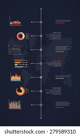 Timeline vector infographic. World map