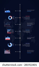 Timeline vector infographic. World map
