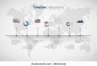 Timeline Vector Infographic. World Map