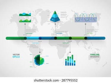 Timeline vector infographic. World map