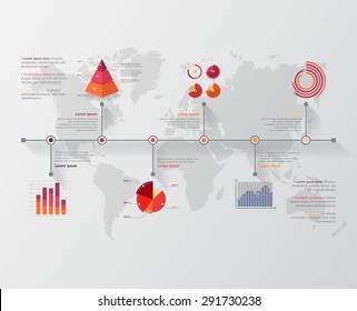 Timeline Vector Infographic World Map