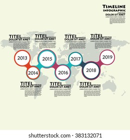 Timeline Vector Infographic World Map Stock Vector (Royalty Free) 383132071