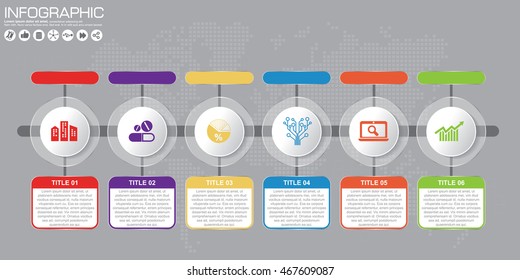 Timeline vector infographic. World map Background