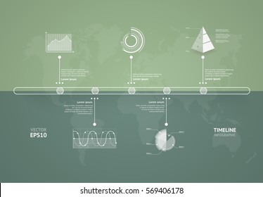 Timeline vector infographic. World map