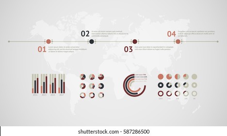 Timeline vector infographic. World map