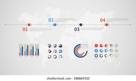 Timeline vector infographic. World map