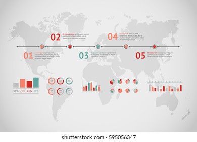 Timeline Vector Infographic World Map Stock Vector Royalty Free   Timeline Vector Infographic World Map 260nw 595056347 