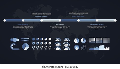 Timeline vector infographic. World map