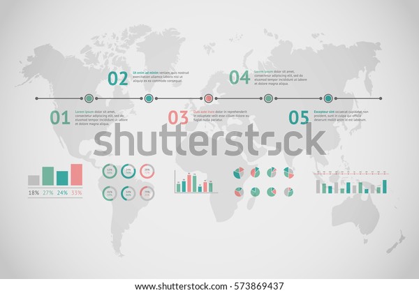 Timeline Vector Infographic World Map Stock Vector (Royalty Free) 573869437