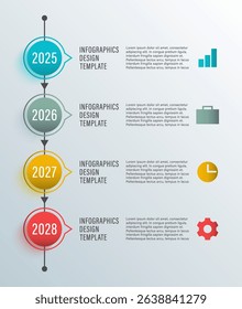 Timeline vertical infographic template 4 steps or process design template