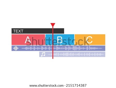 Timeline video editing software. timeline window display for editor and Post Production. Timeline Sequence editing footage.  App editing display